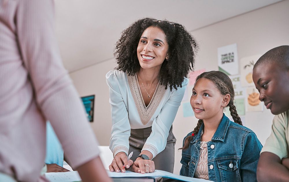Teacher and students