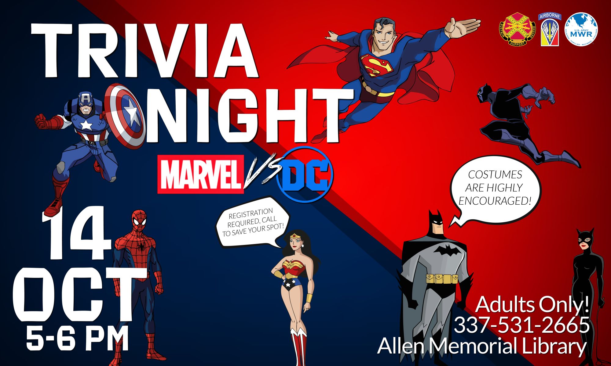 View Event :: Marvel vs. DC Trivia at the Library :: Ft. Polk :: US Army MWR